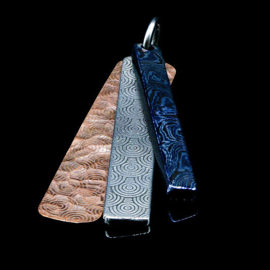 STRATUM Ti Damascus-Silver-Copper Pendant